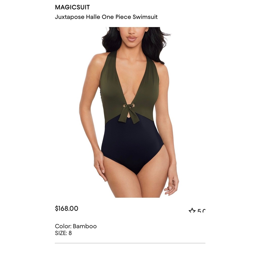 New! Magicsuit Juxtapose Halle One Piece Swimsuit Bamboo Green Black Size 8 M